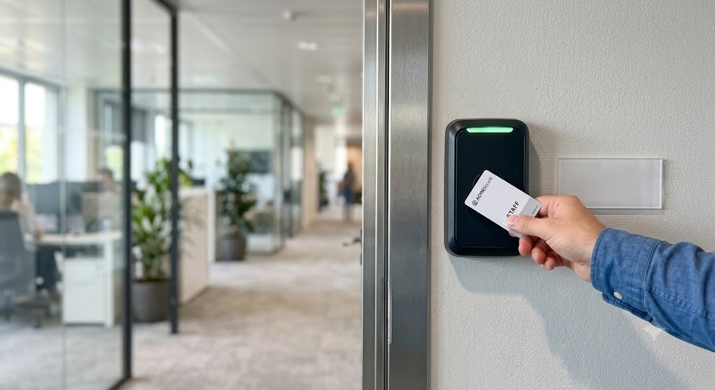 Lecteur de badge contrôle d'accès installé par APB Solutions Occitanie